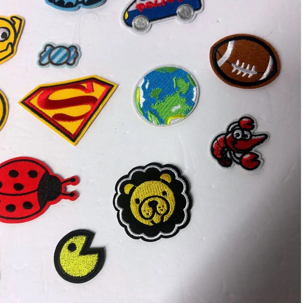 Mixed Iron On Patches Lot Cars Superman Emojis Dinosaurs Vehicles Kids DIY